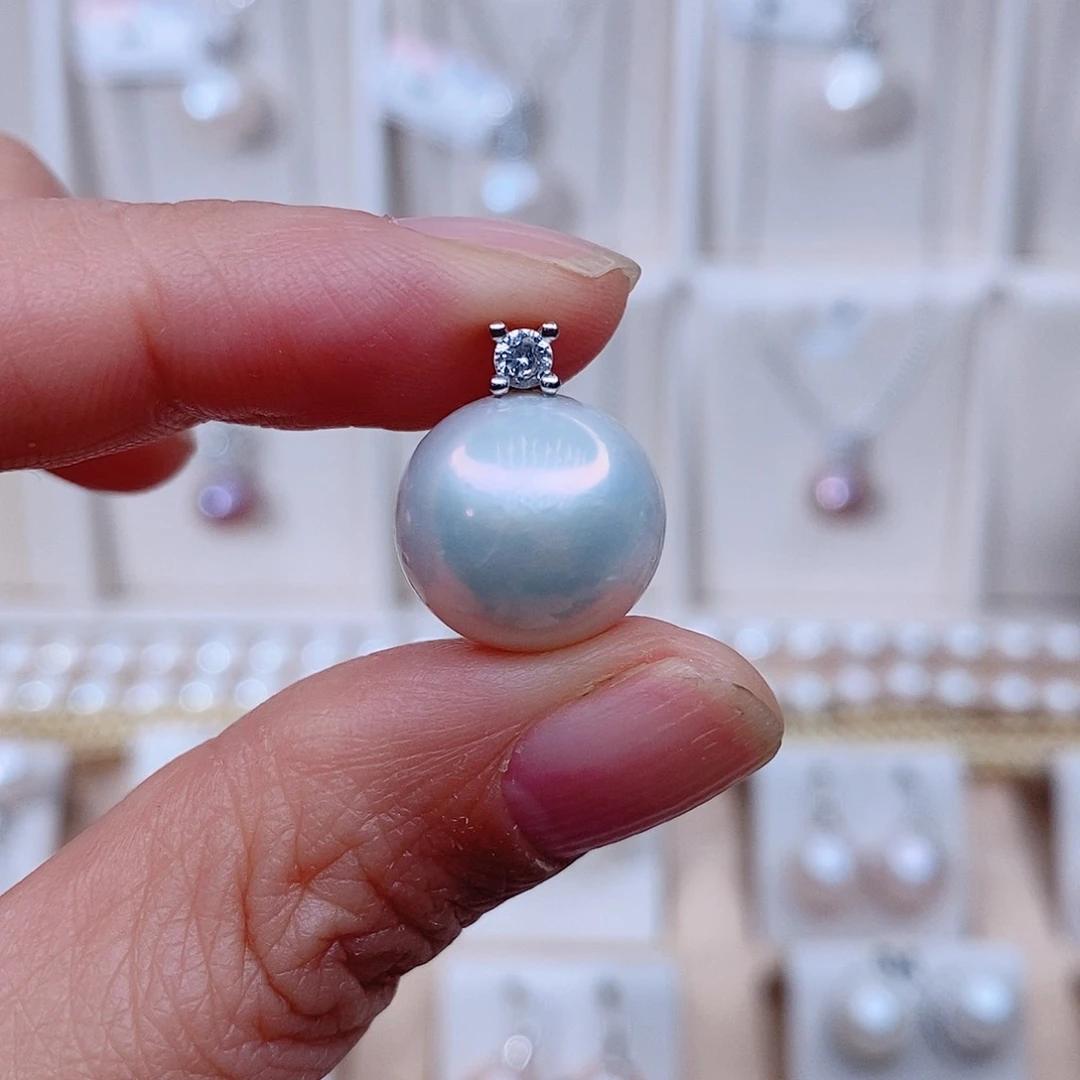 银S925镶嵌吊坠淡水珍珠