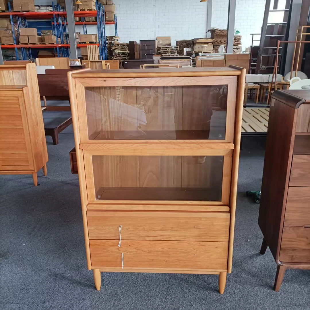 800*350*1250MM瑕疵款樱桃木翻门小书柜带抽屉简约款