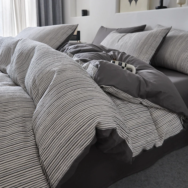 高端简约风纯棉提花四件套新款学生宿舍全棉床单被套轻奢床上用品