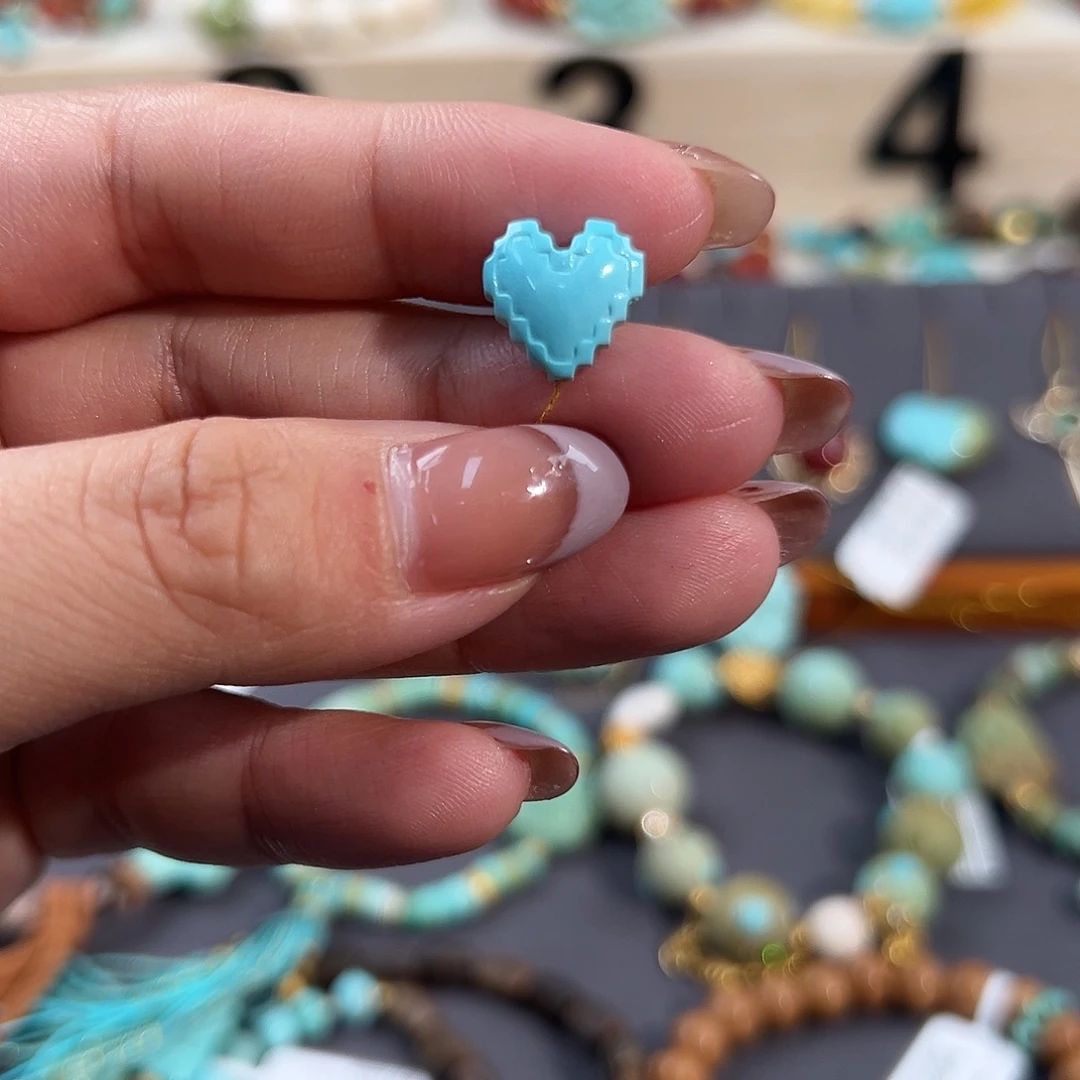 绿松石未镶嵌把件马赛克爱心配饰