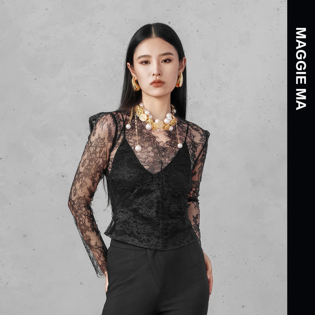 MAGGIE MA马婧设计师款夏季法式百搭精致蕾丝内搭外穿罩衫267S