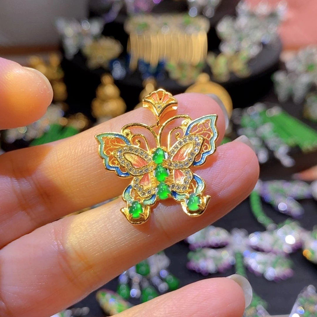 吊坠(不含链)银S925镶嵌翡翠