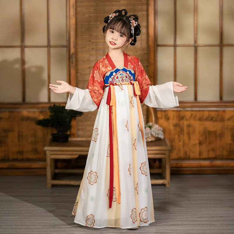 汉服女童春秋裙子2025新款古风连衣裙小女孩唐装儿童超仙古装秋款