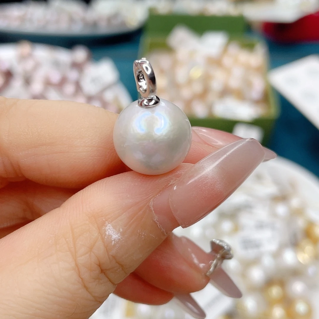 淡水珍珠银S925镶嵌吊坠(不含链)