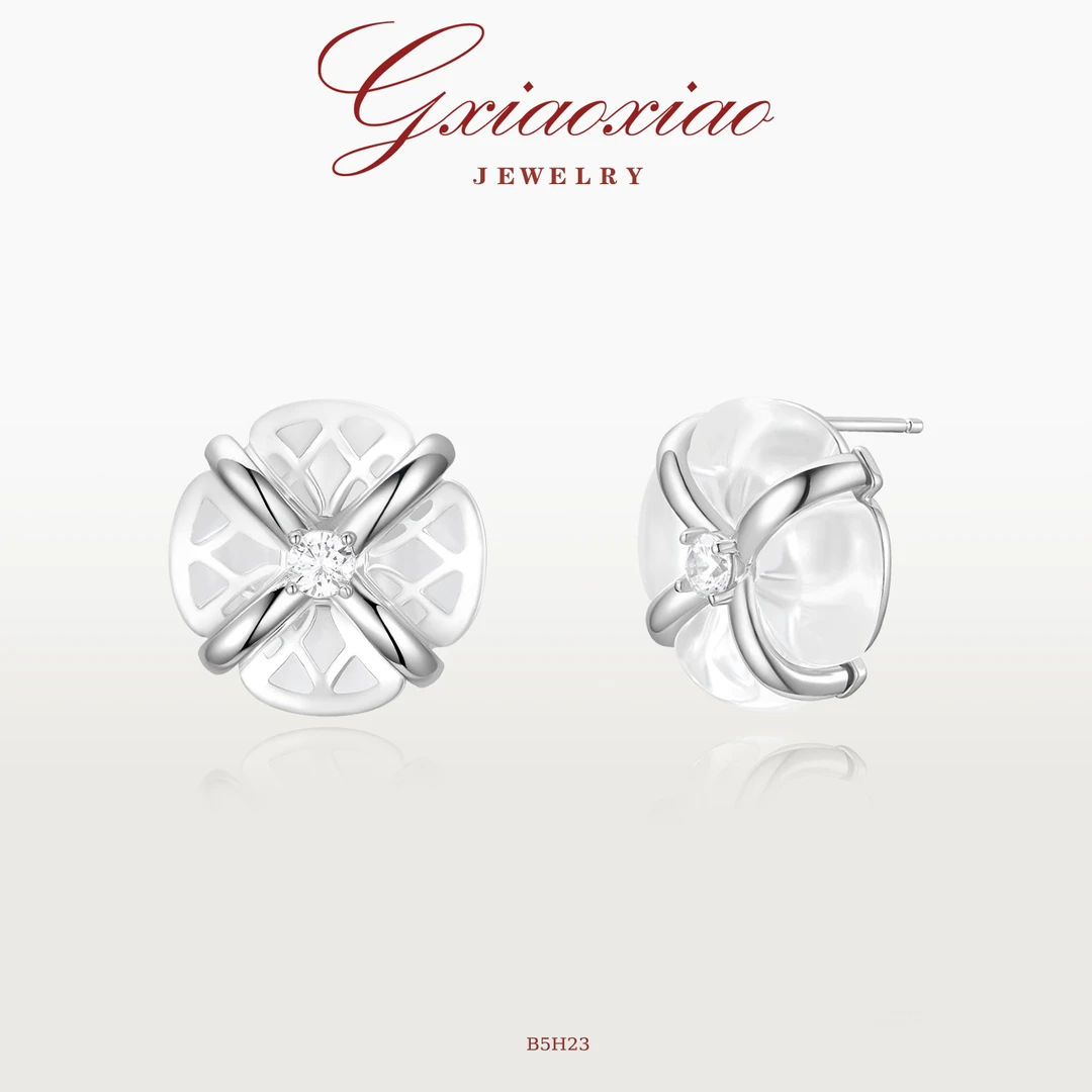 G XIAOXIAO 镀K金【灵白迷境】时尚气质百搭设计师耳环 B5H23