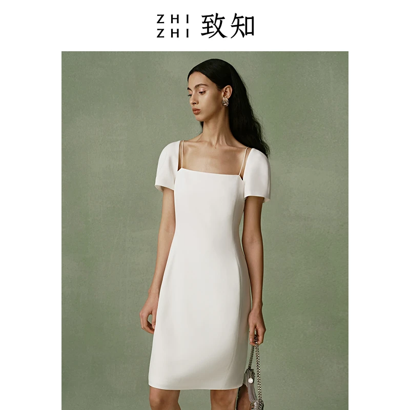 两相期【白瓷裙】尤莱特穿搭方领短款连衣裙24夏ZZ2DMWL9010