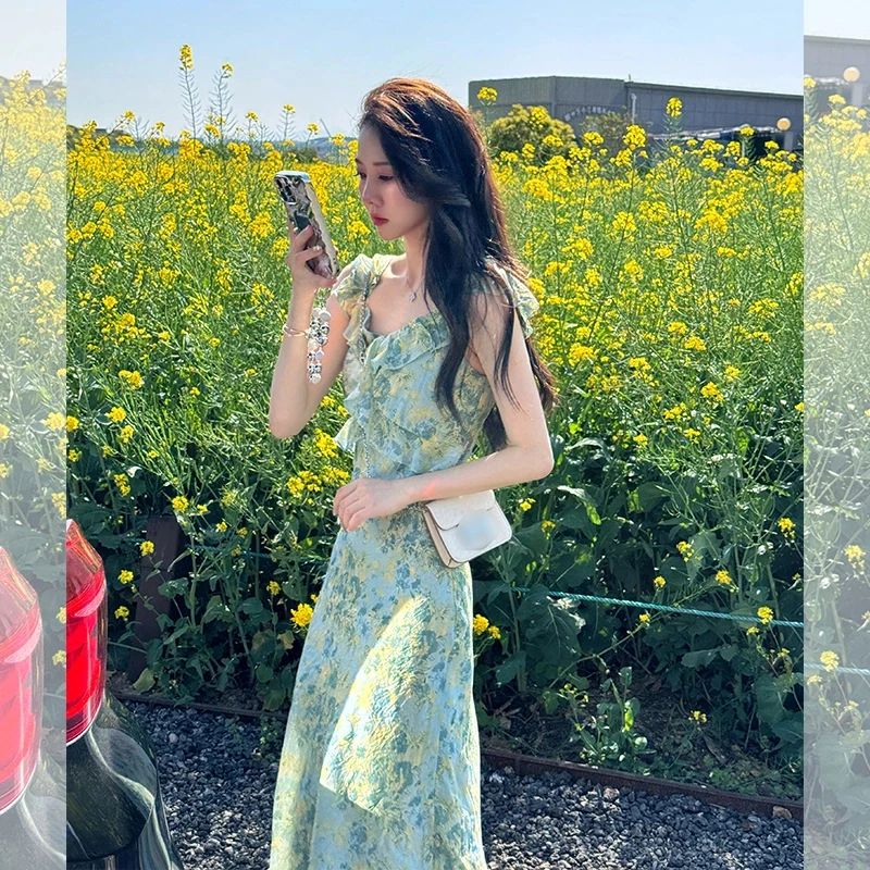 壹壹【半夏山茶】夏季设计感小飞袖显瘦连衣裙 2404D01 GAGAZHANG