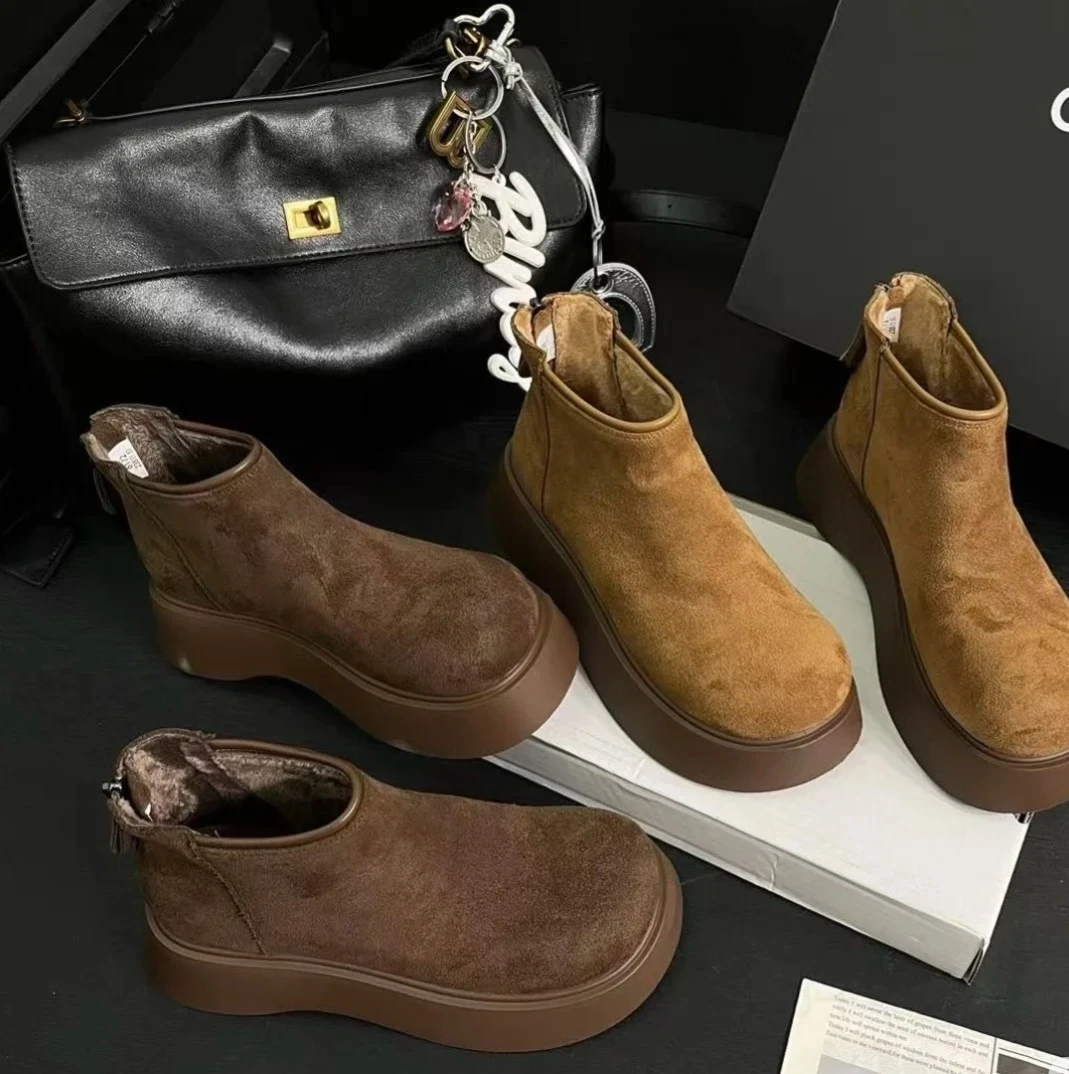 萨玛驰卡皮巴拉加绒厚底大头软底保暖百搭女士雪地靴/164428044