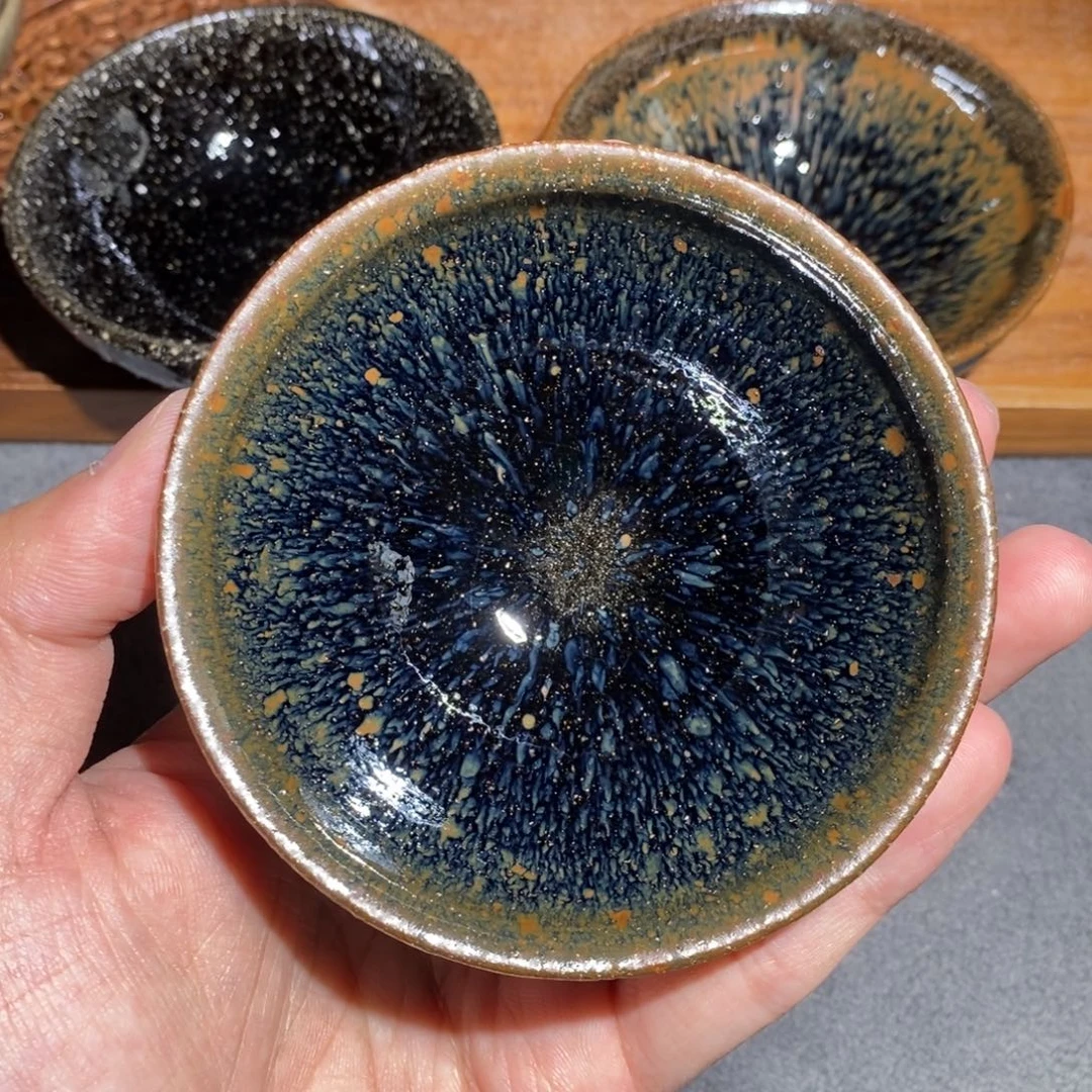 茶盏9.1×4.5 束口过筛田泥青蓝鹧鸪毫