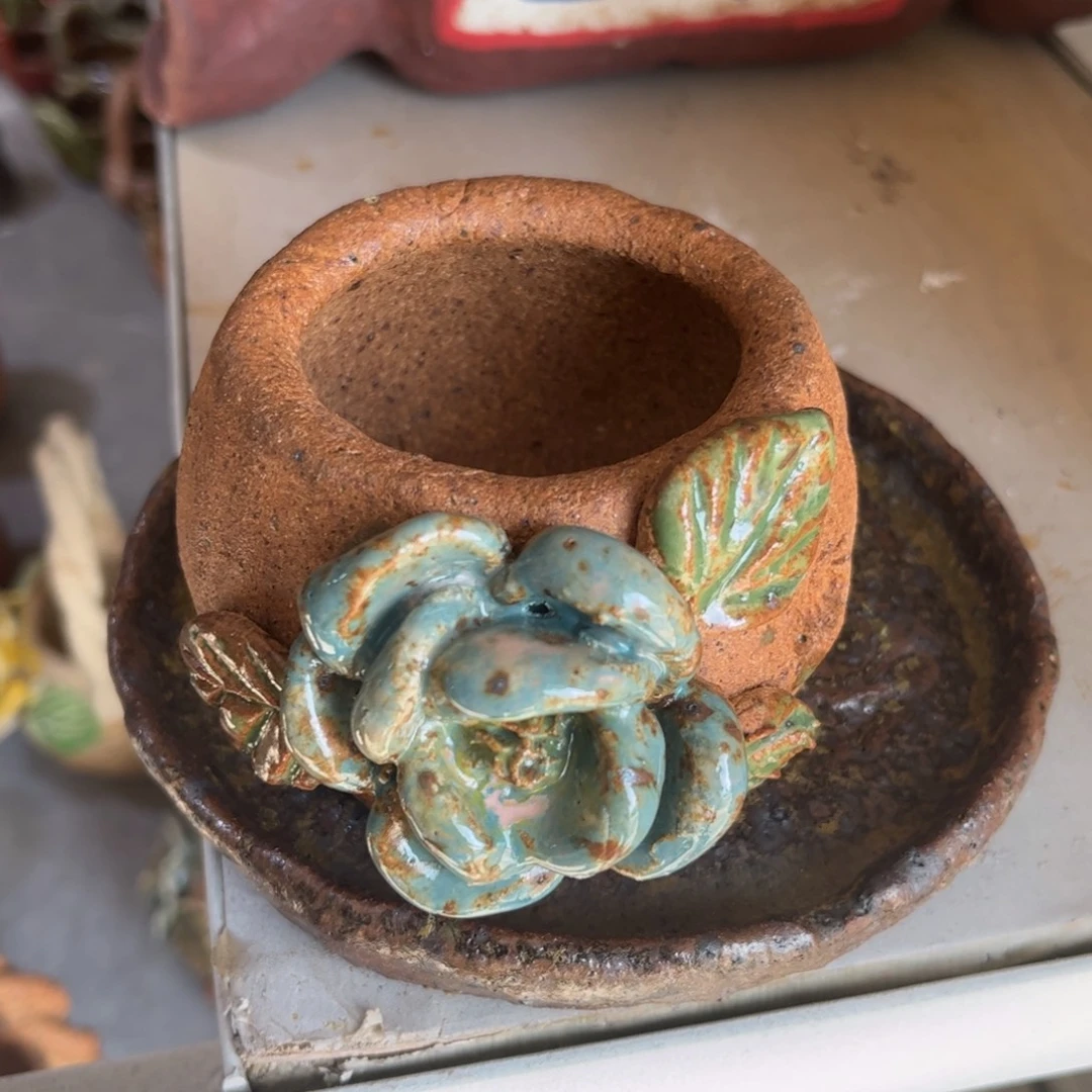 泥塑古镇炻陶花盆