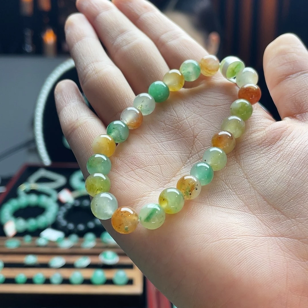 石英质玉（非洲翠）合金手链