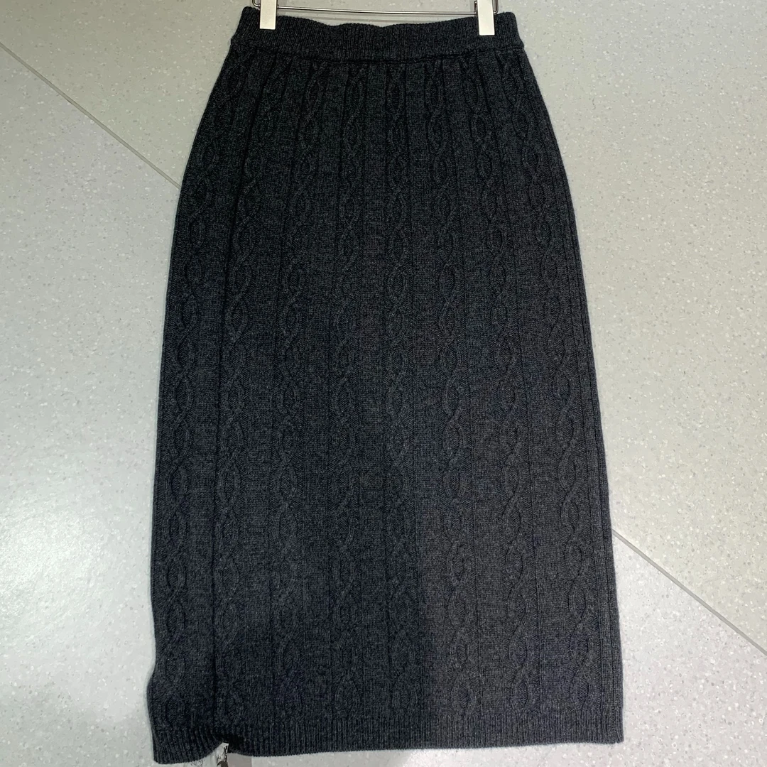 麻花针织半裙88903灰色