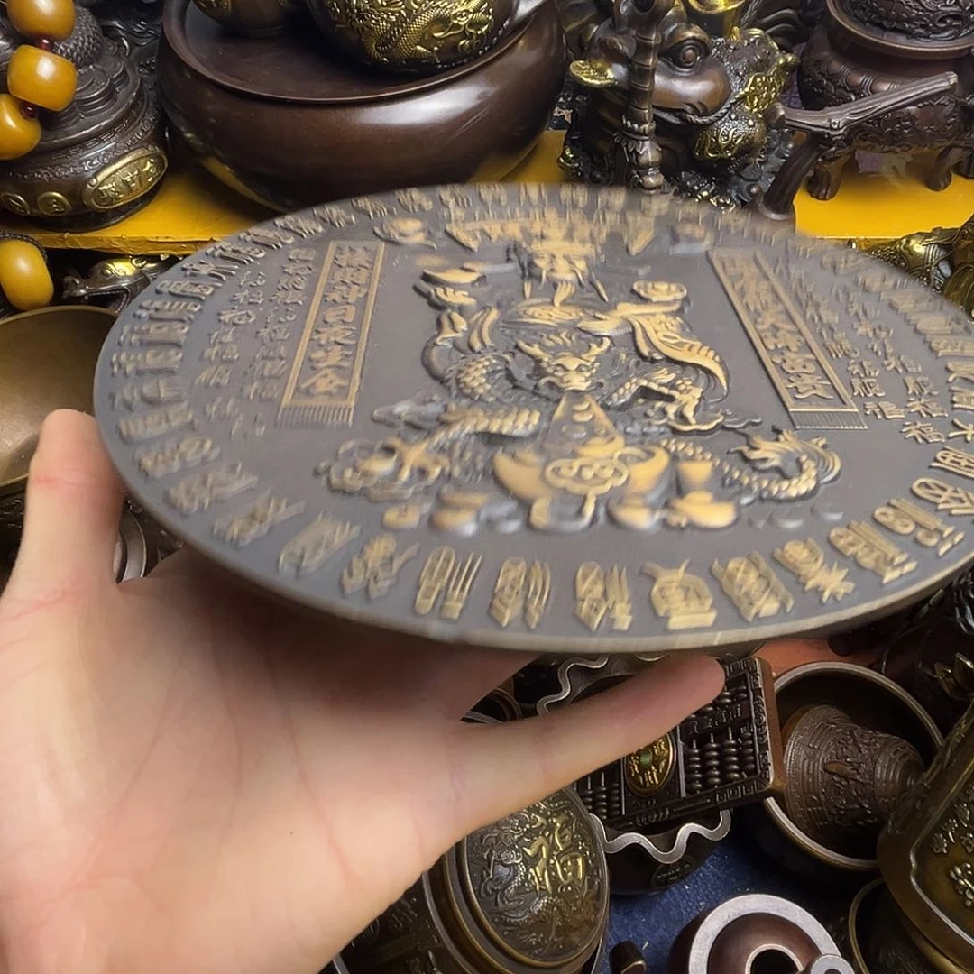 原矿风磨铜精雕摆件