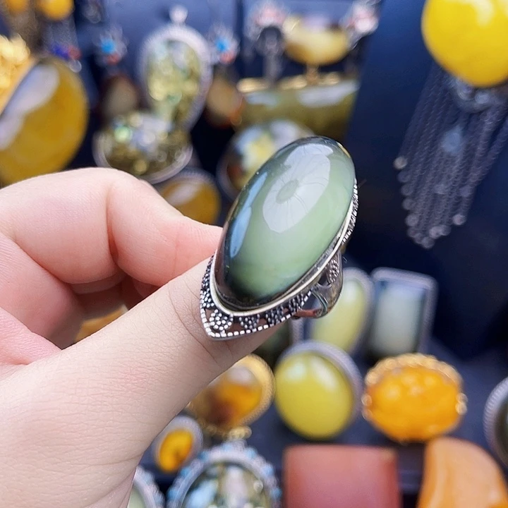 孟***回琥珀银S925镶嵌裸石