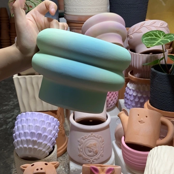 17×12炫彩绿甜甜圈 粗陶1个