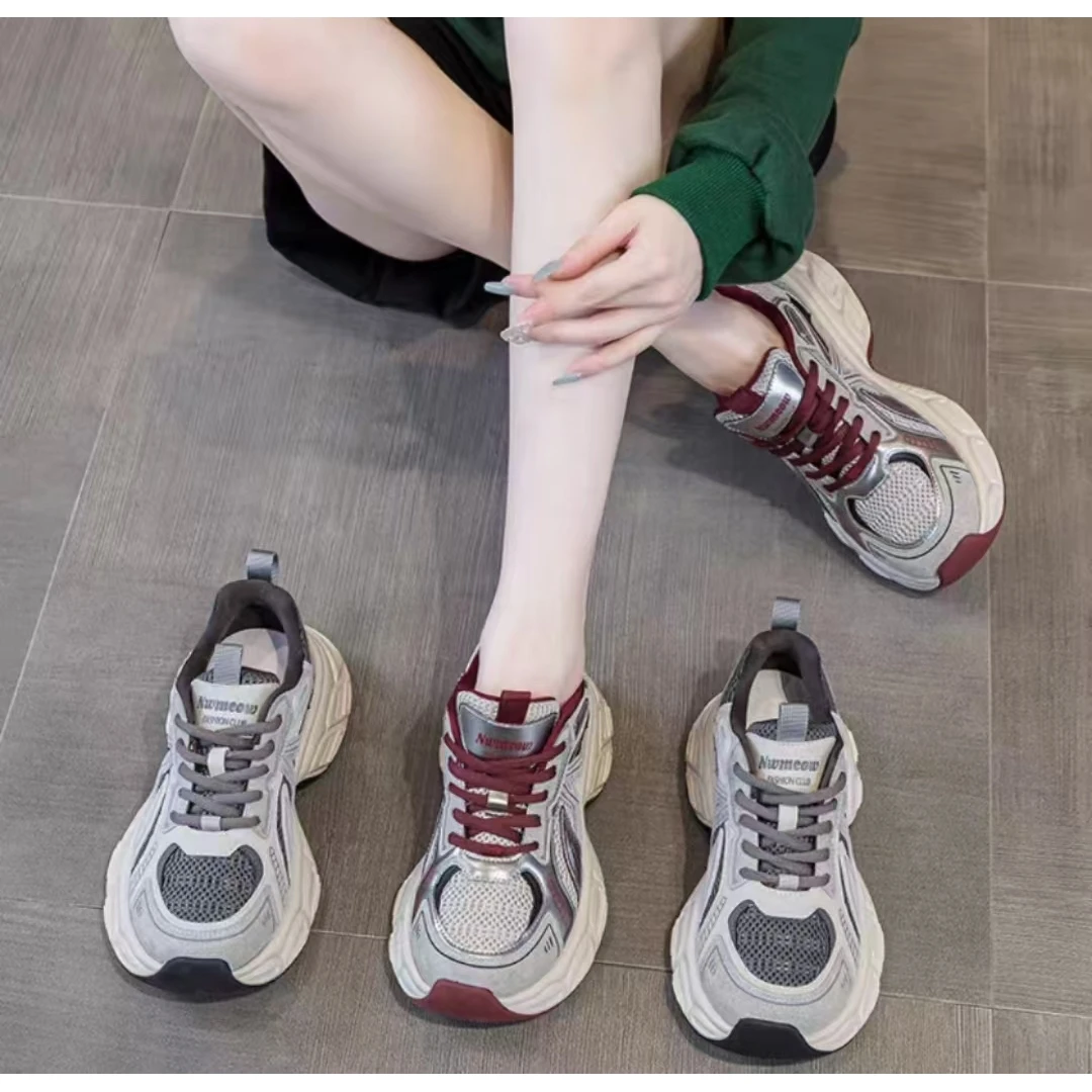 Q01新款系带舒适百搭软底圆头时尚休闲老爹鞋仓