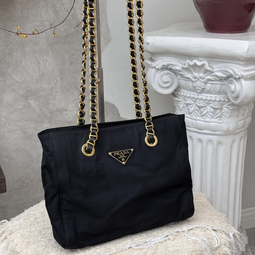 95新 Prada/普拉达 觅时/30黑金dna链条降落伞/118655