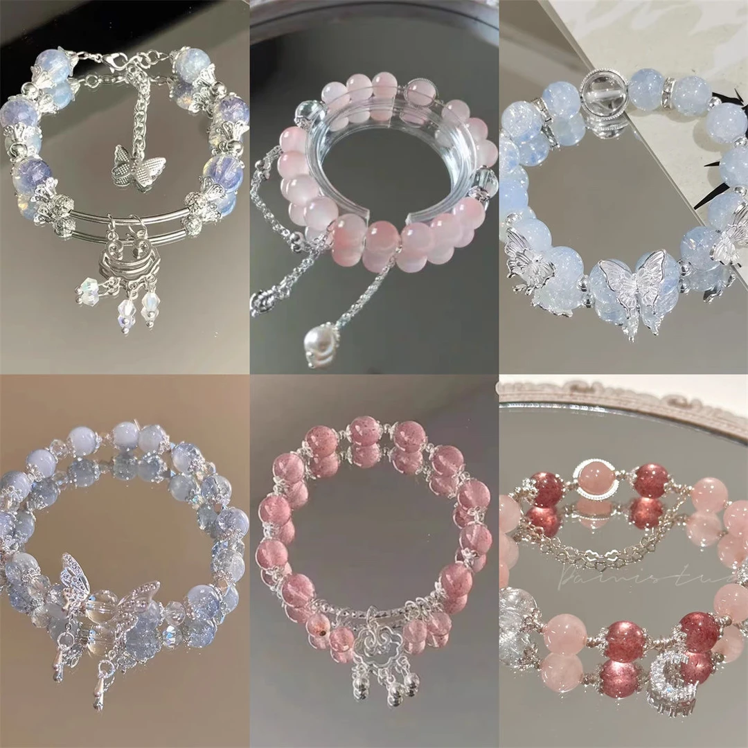 合金琉璃手链【手串对对碰】新中式琉璃木柱陶瓷钢圈弹力绳