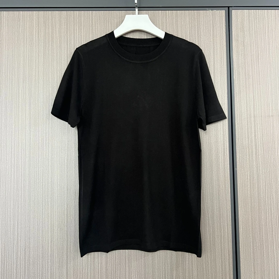 三醋酸羊绒圆领短袖针织轻奢时尚夏季纯色休闲百搭