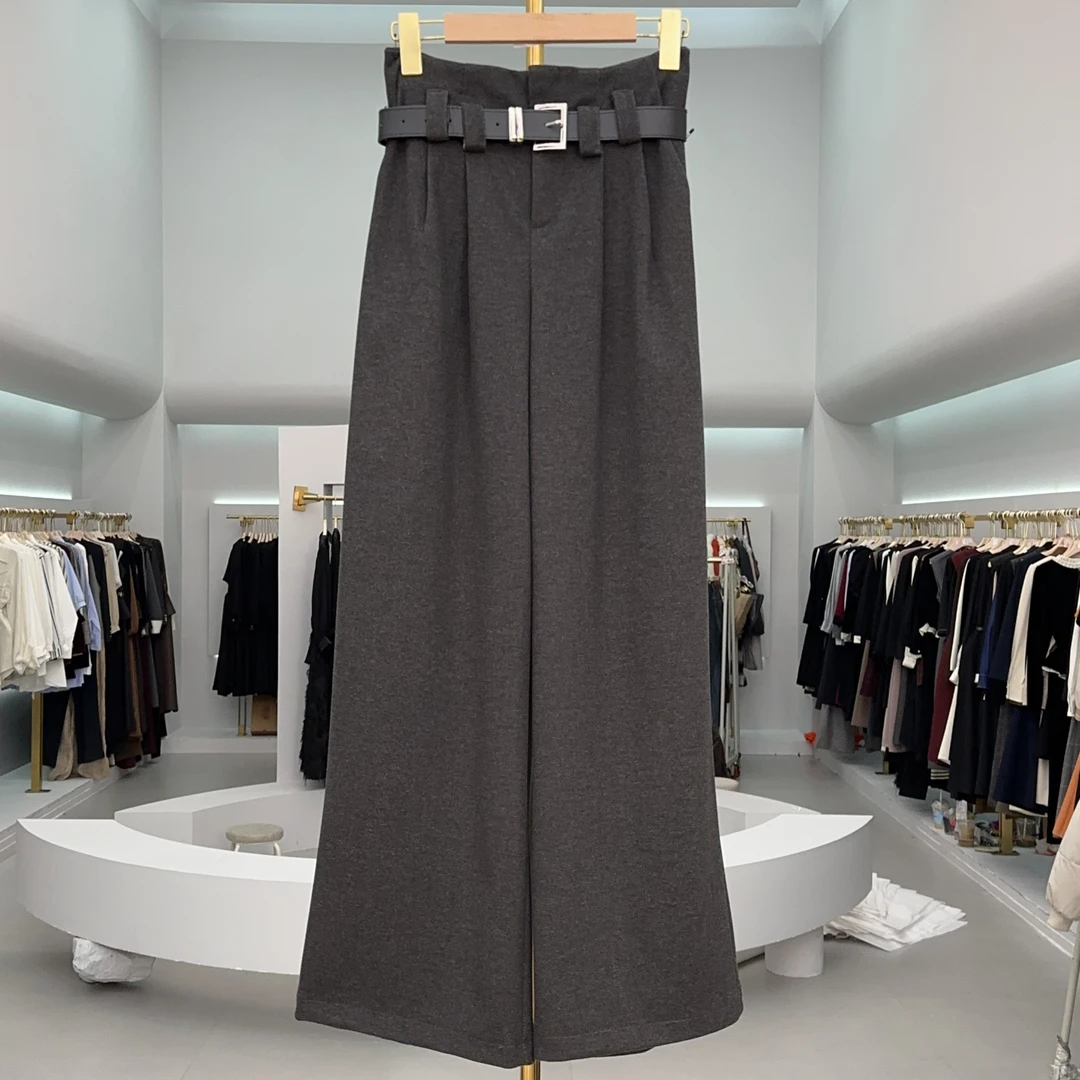 羊绒蚕丝潮流宽松直筒裤休闲设计高级百搭显瘦拖地气质运动裤秋冬