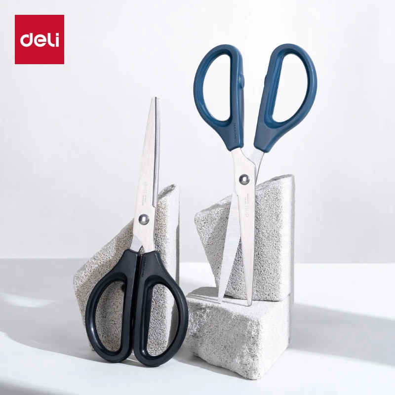 Deli/得力圆角刀头剪刀便携式家用圆头手工剪纸安全剪刀办公学生