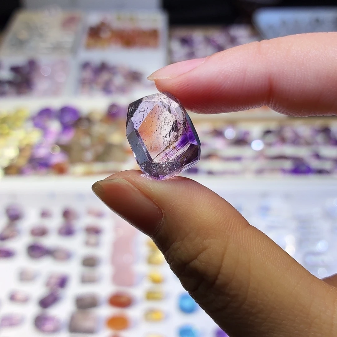 水晶吊坠(不含链)未镶嵌紫超七 随形 打孔定制不退换