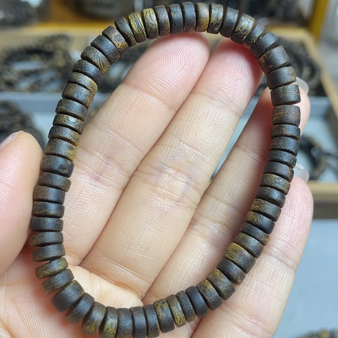 沉香碎屑沉香棋楠沉香老料算盘珠单圈沉水级花香蜜香