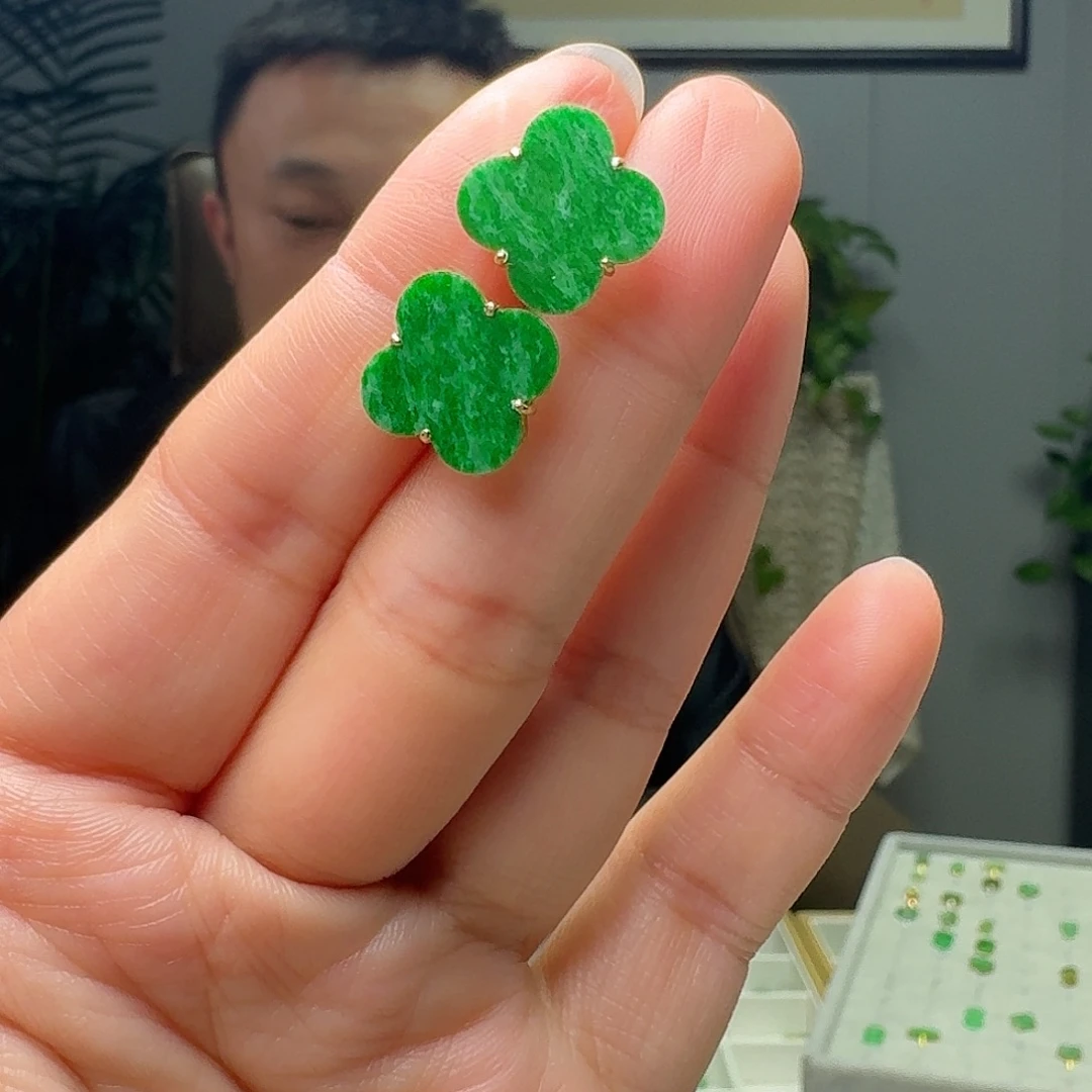 翡翠银S925镶嵌耳饰多样性发货其一