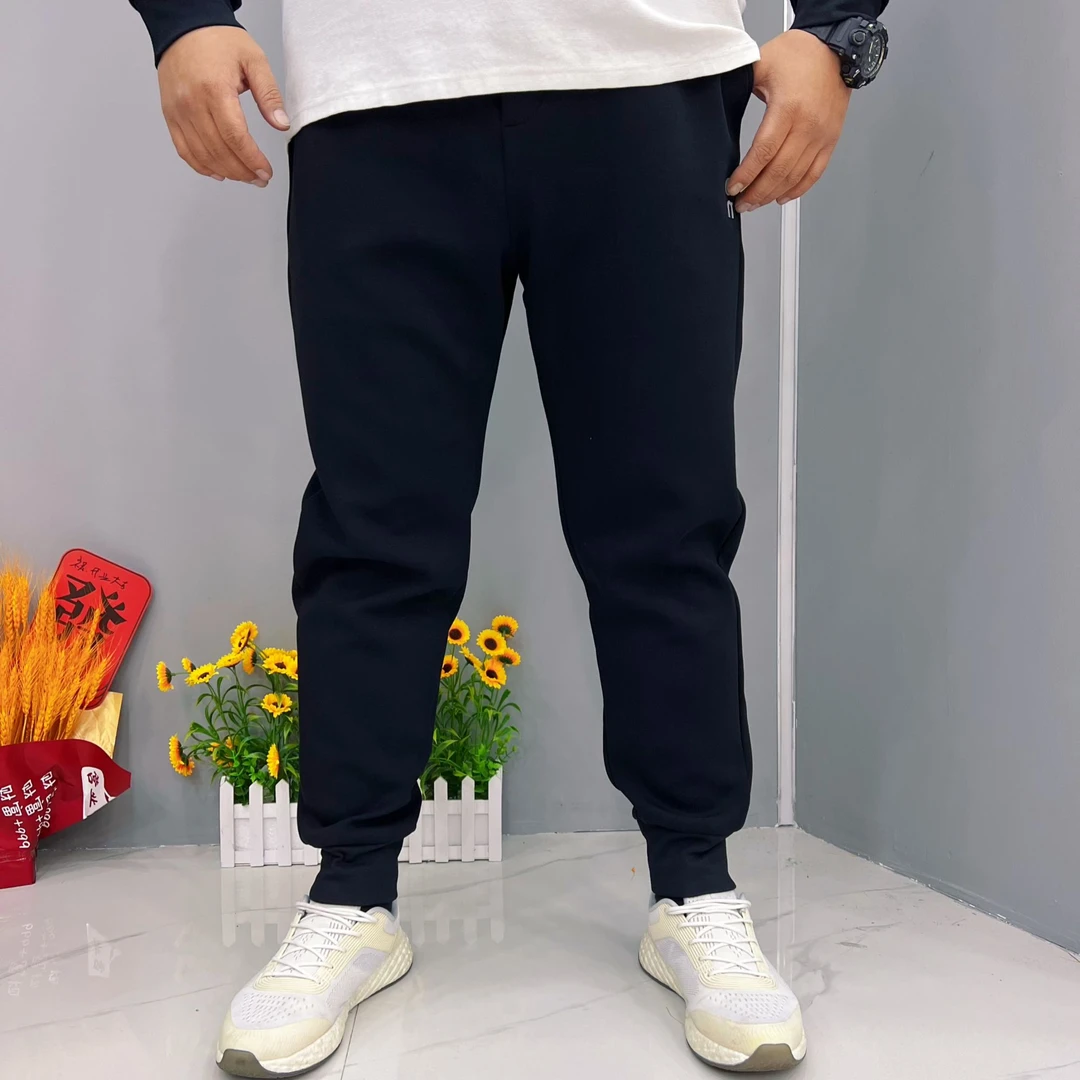 不加绒春季大码男士黑色休闲裤加大男士小脚卫裤24151