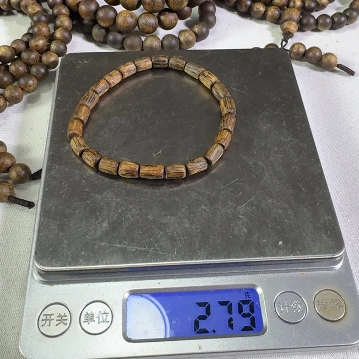 沉香碎屑沉香奇楠沉香桶珠 2.79g 5mm