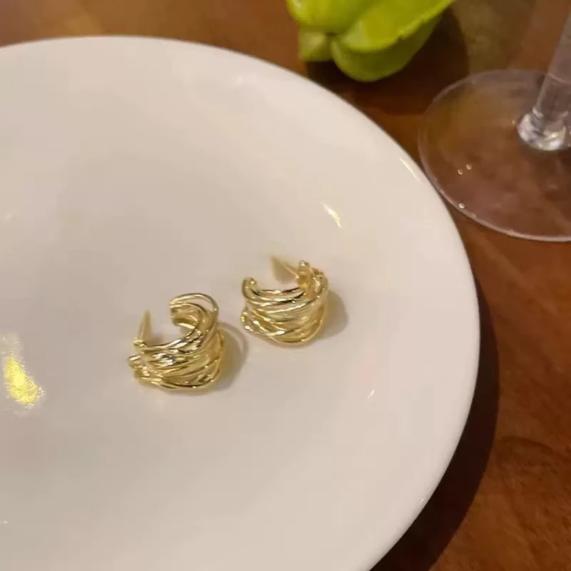 合金耳饰 【花花家】耳钉小香风女气质日韩法式风复古编织通勤耳饰