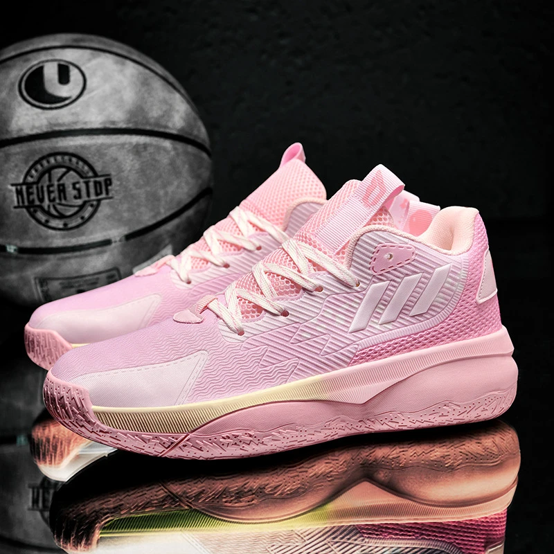 篮球鞋2025夏季新款青少年粉色透气飞织运动鞋外场球鞋