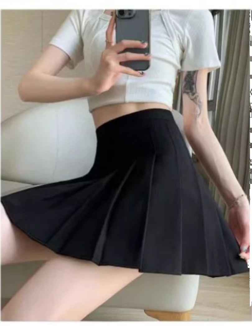 灰色百褶裙女夏季2024新款灰色高腰显瘦学生jk短裙a字裙半身裙子