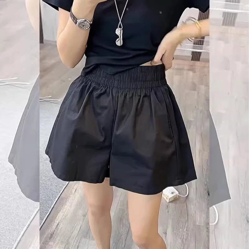 大码灯笼短裤女2025新款夏季高腰显瘦a字阔腿裤宽松休闲蓬蓬热裤