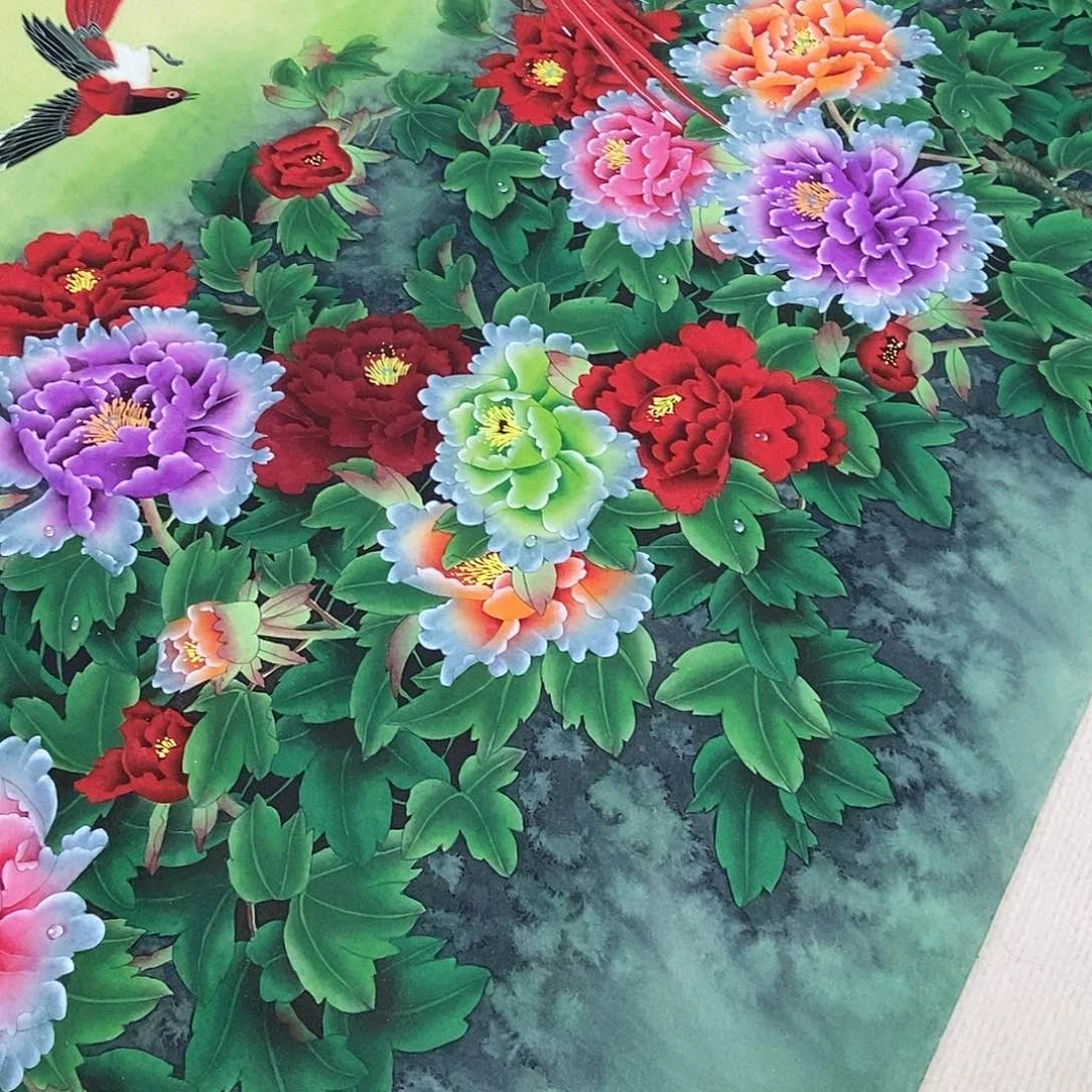 国画佛*2.4米中国牡丹手绘