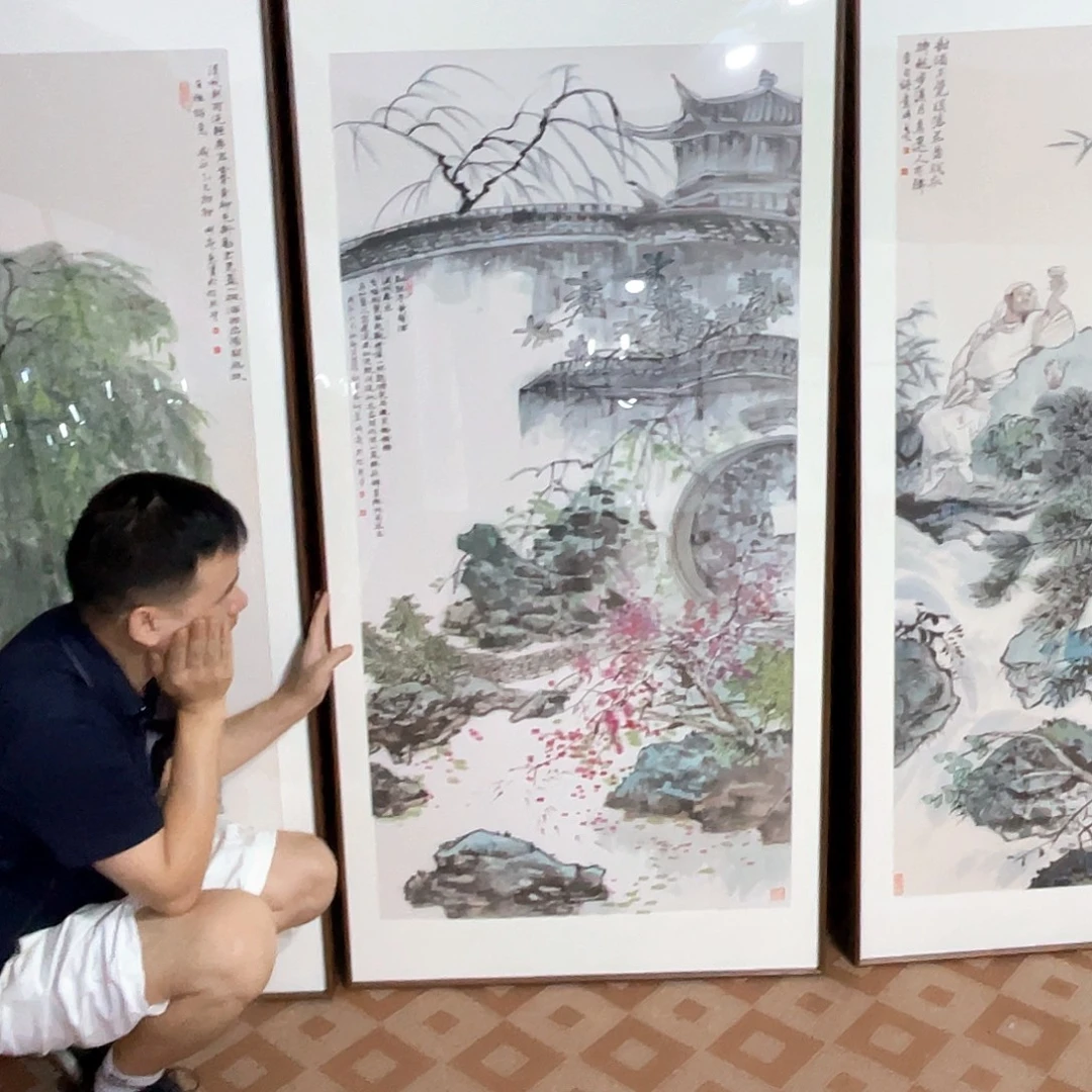 海***涵国画手绘画作品带框80/160