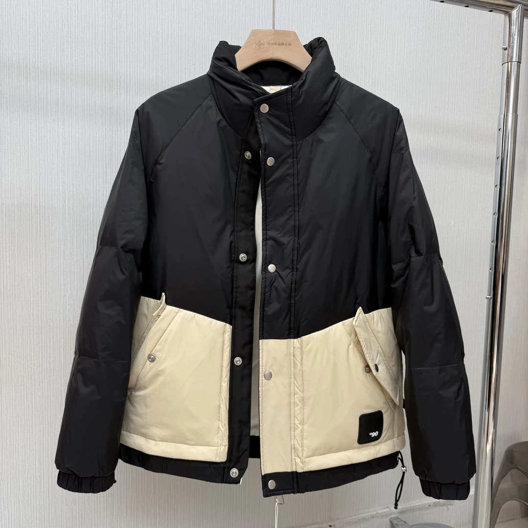 羽绒服男士休闲保暖常规款立领纽扣连帽短款秋冬时尚拼接潮流男装