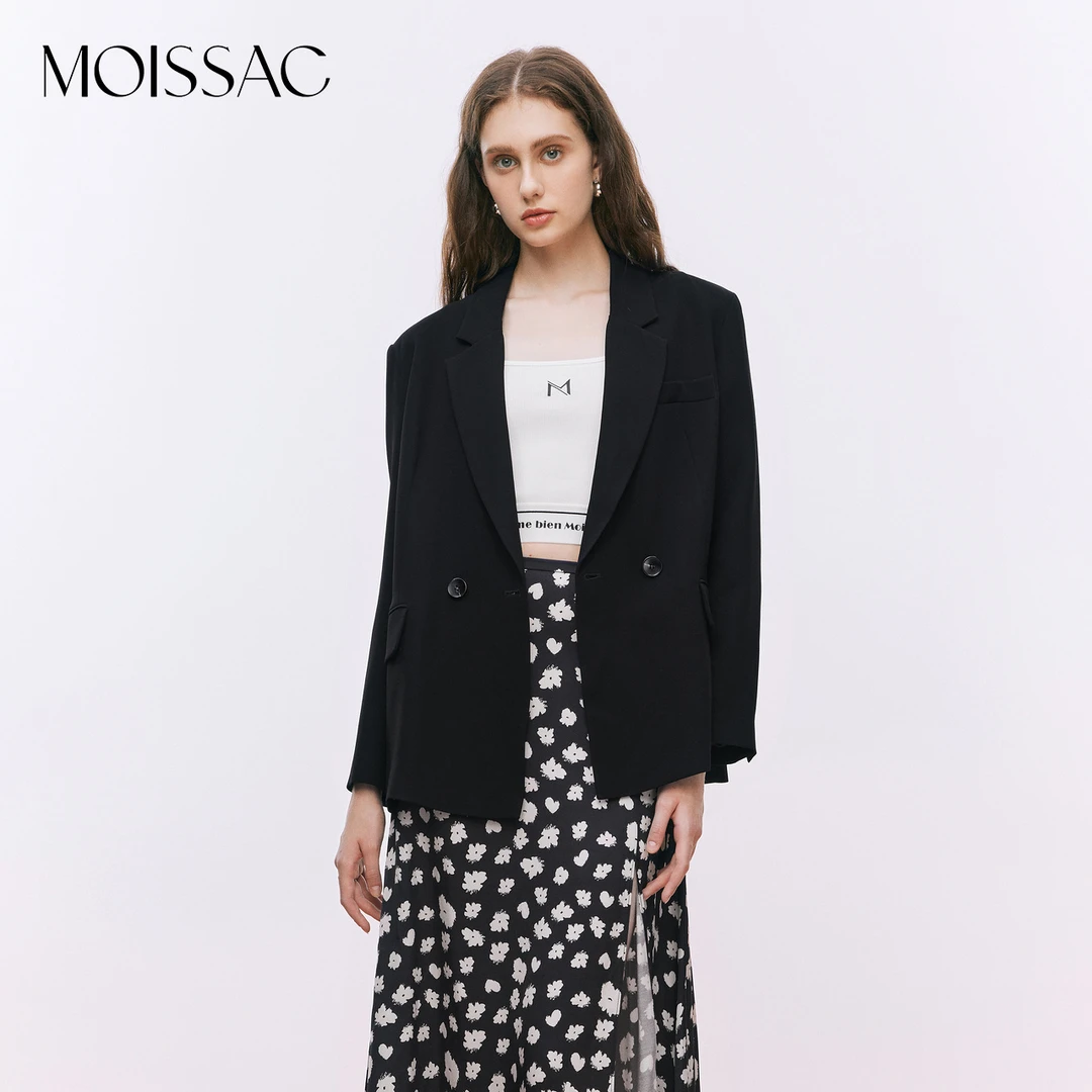 【安雅专属】摩萨克春优雅法式设计醋纤驳领西装外套女MTDQ40518