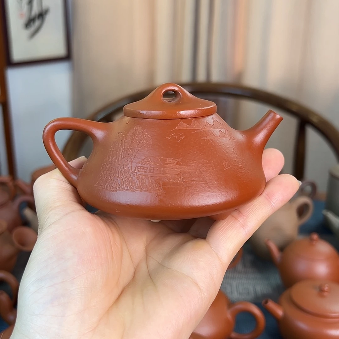 紫砂茶壶精品原矿 子冶石瓢朱泥 170cc
