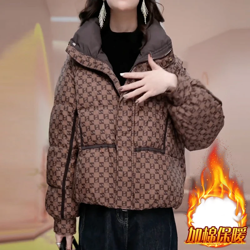 加棉保暖休闲短款羽绒棉服女2024年冬季新款韩版时髦洋气百搭外套