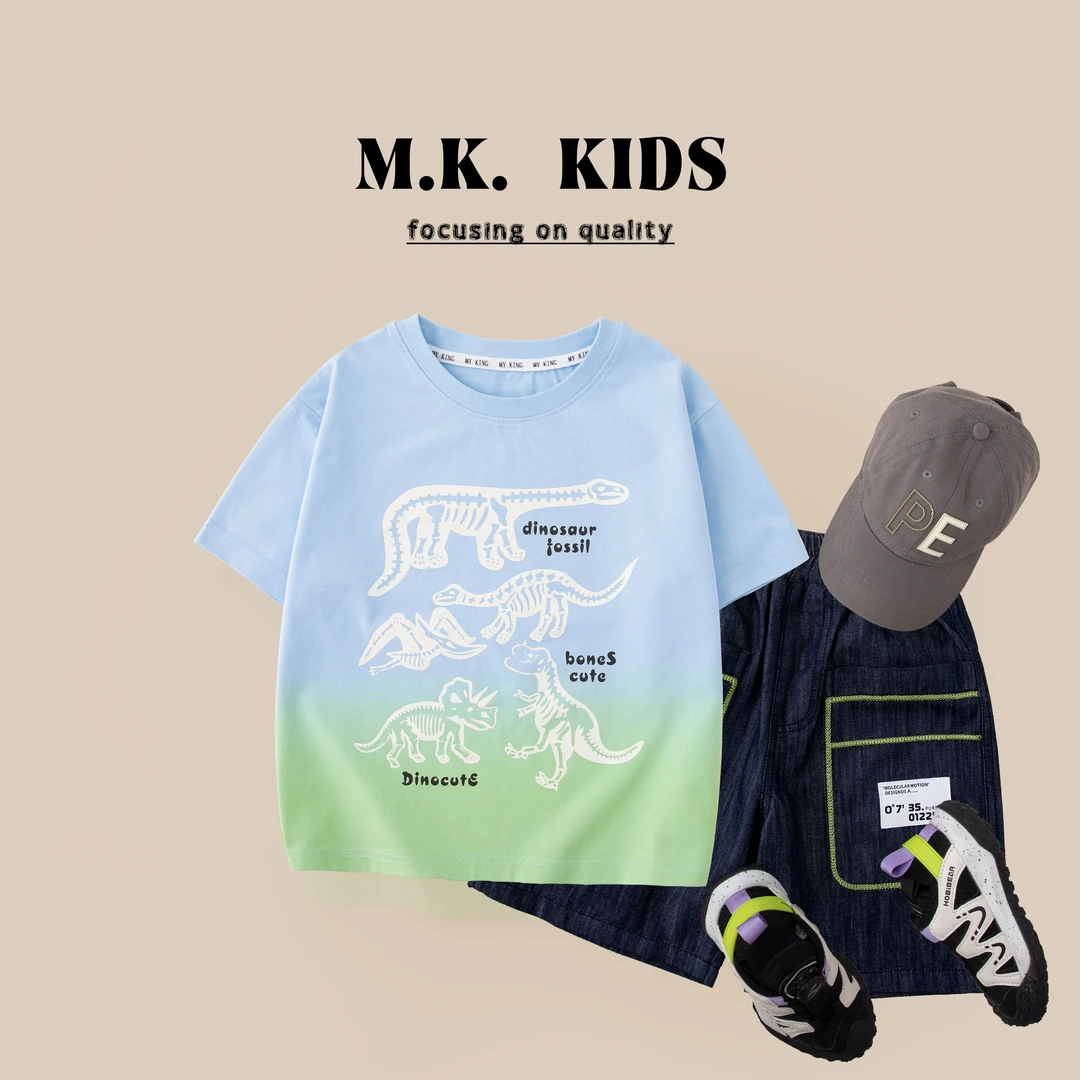 儿童夏款短袖T恤2025新款男童潮流时尚卡通印花T恤XA8392华子童装