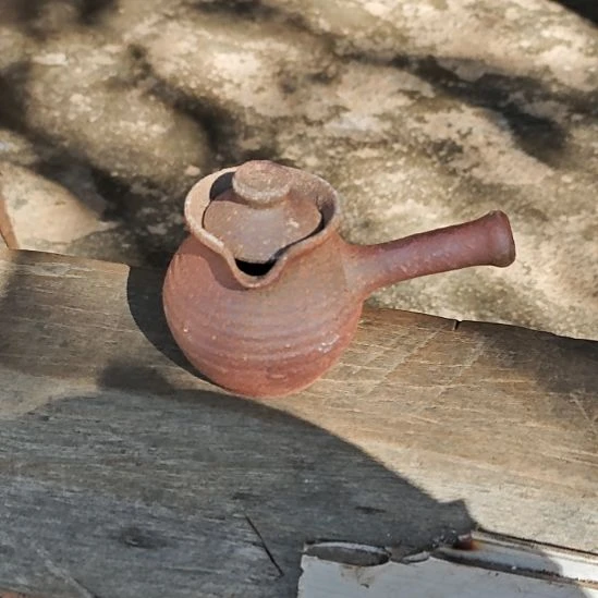 粗陶烤茶罐粗陶小侧把壶