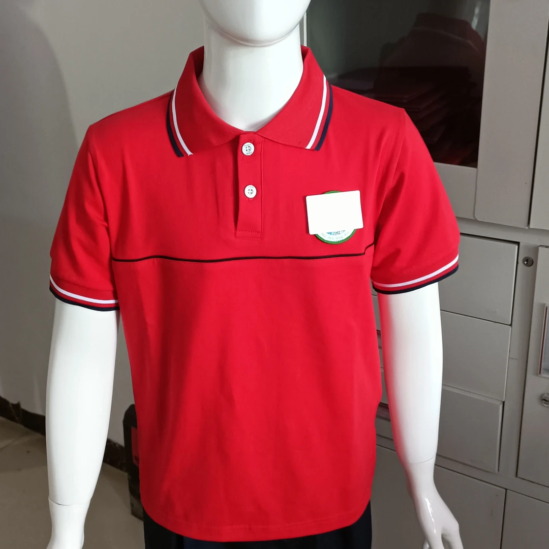 初中夏季蓝白透气polo衫校服
