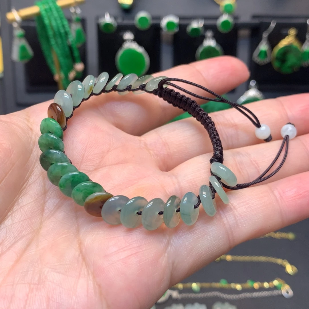 翡翠未镶嵌手链有纹