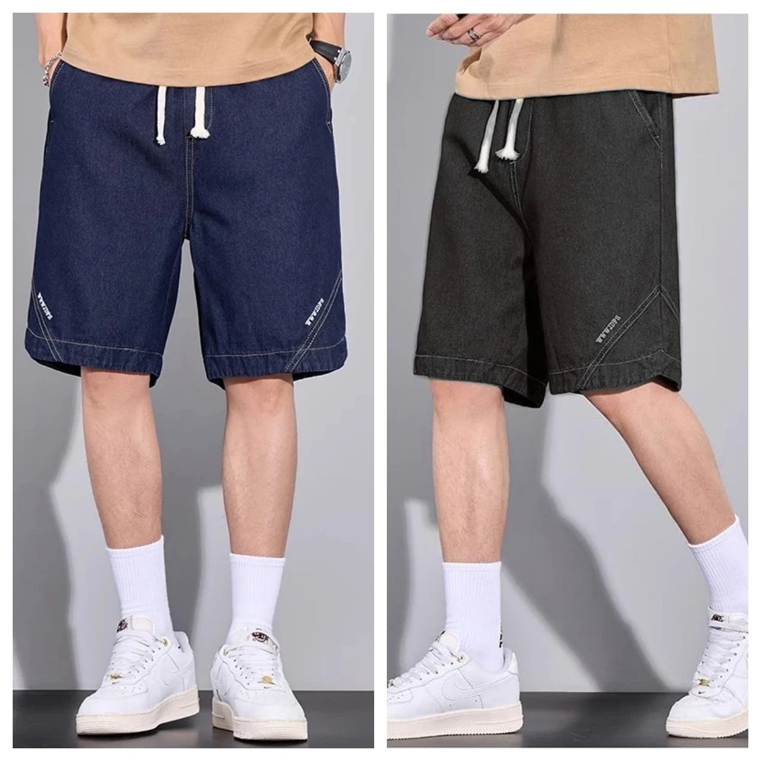 【3条装】牛仔短裤男夏季新款美式潮牌时尚松紧腰宽松休闲五分中裤