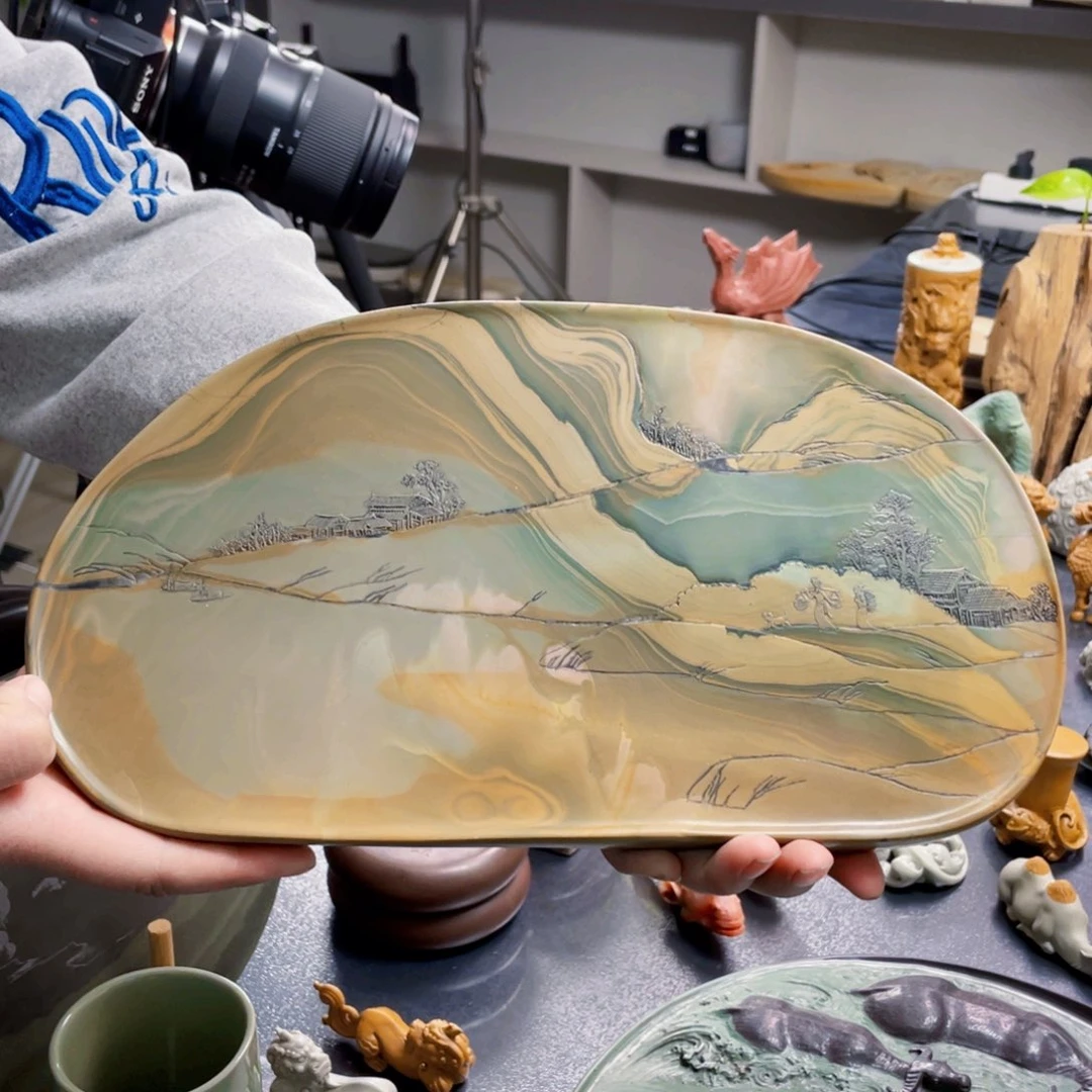 山水干泡手工制作雕刻