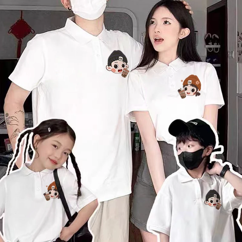亲子装一家三口四口夏季套装母女款新款高端儿童POLO衫短袖t恤服