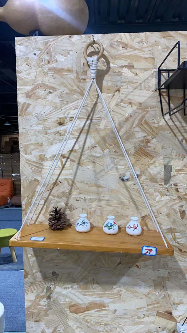 24简约现代家居墙壁吊绳装饰置物架收纳架欧式壁挂吊饰