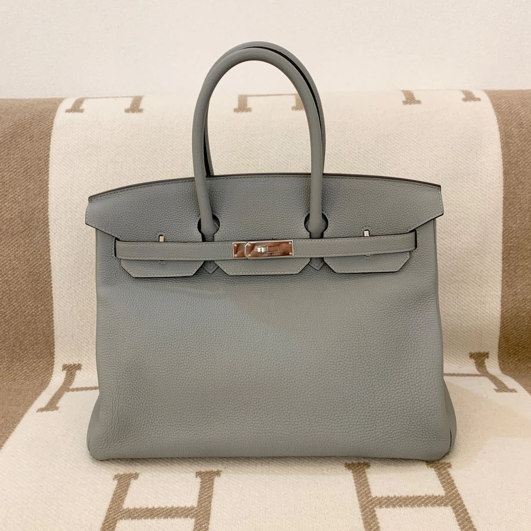 99新 Hermes/爱马仕 birkin 35 X togo  海鸥灰玛瑙蓝mk102820