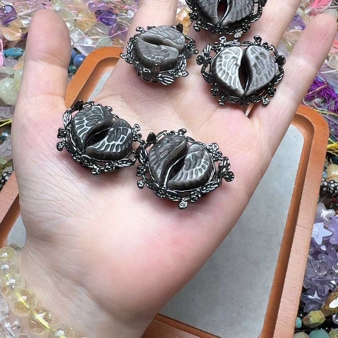 玛瑙/玉髓合金珠宝半成品一个银耀天使之翼